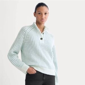 EVERLANE NWT Funnel-Neck Ribbed Henley Sweater Small
